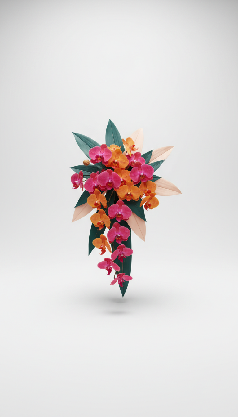 Preserved Orchid Cascade Arrangement